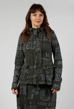 Hooded Jersey Jacket in Jungle Shiny Print
