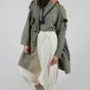 Hooded Utility Coat with Pockets in Light Khaki