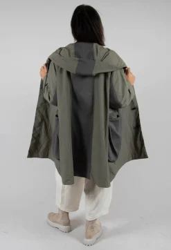 Hooded Utility Coat with Pockets in Light Khaki