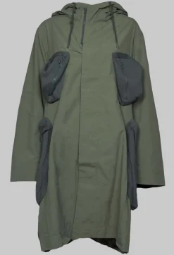 Hooded Utility Coat with Pockets in Light Khaki