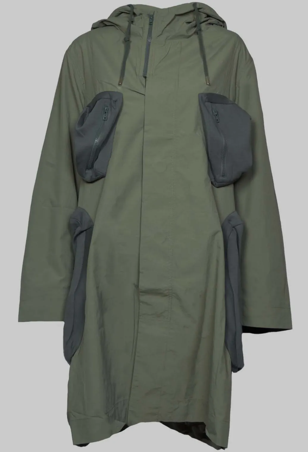 Hooded Utility Coat with Pockets in Light Khaki