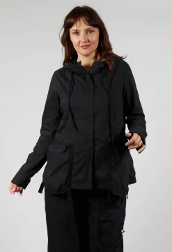 Hooded Utility Jacket in Black