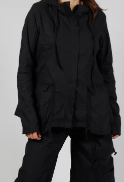 Hooded Utility Jacket in Black