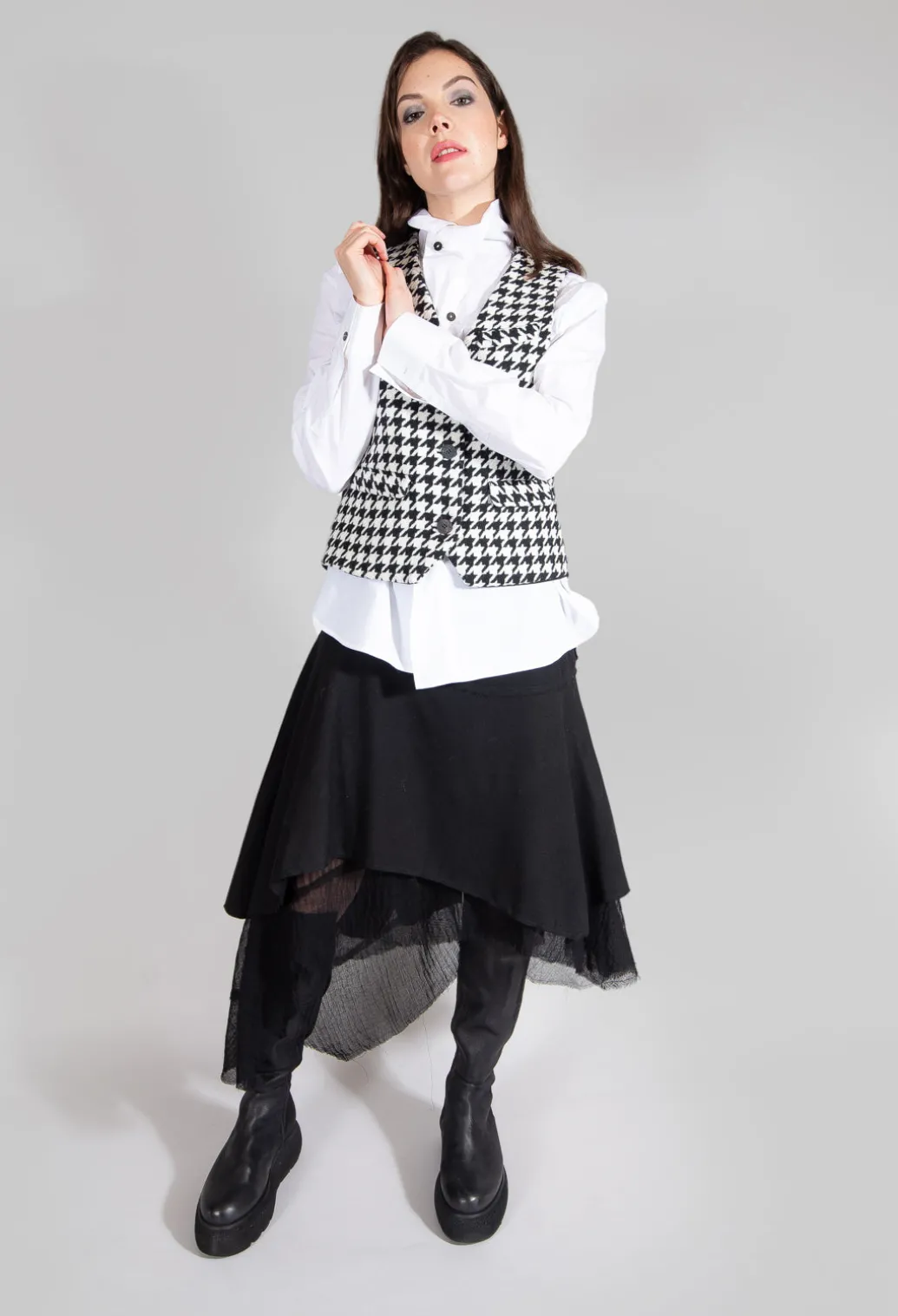 Hounds Tooth Printed Waistcoat in 1000