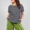 Ibisco R Stripe T-Shirt in  Nero