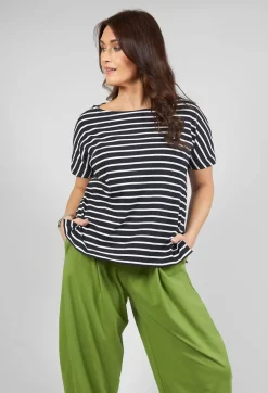 Ibisco R Stripe T-Shirt in Nero