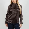 Ingeborg Shirt with Ruffles in Chocolate