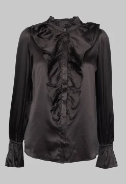 Ingeborg Shirt with Ruffles in Chocolate
