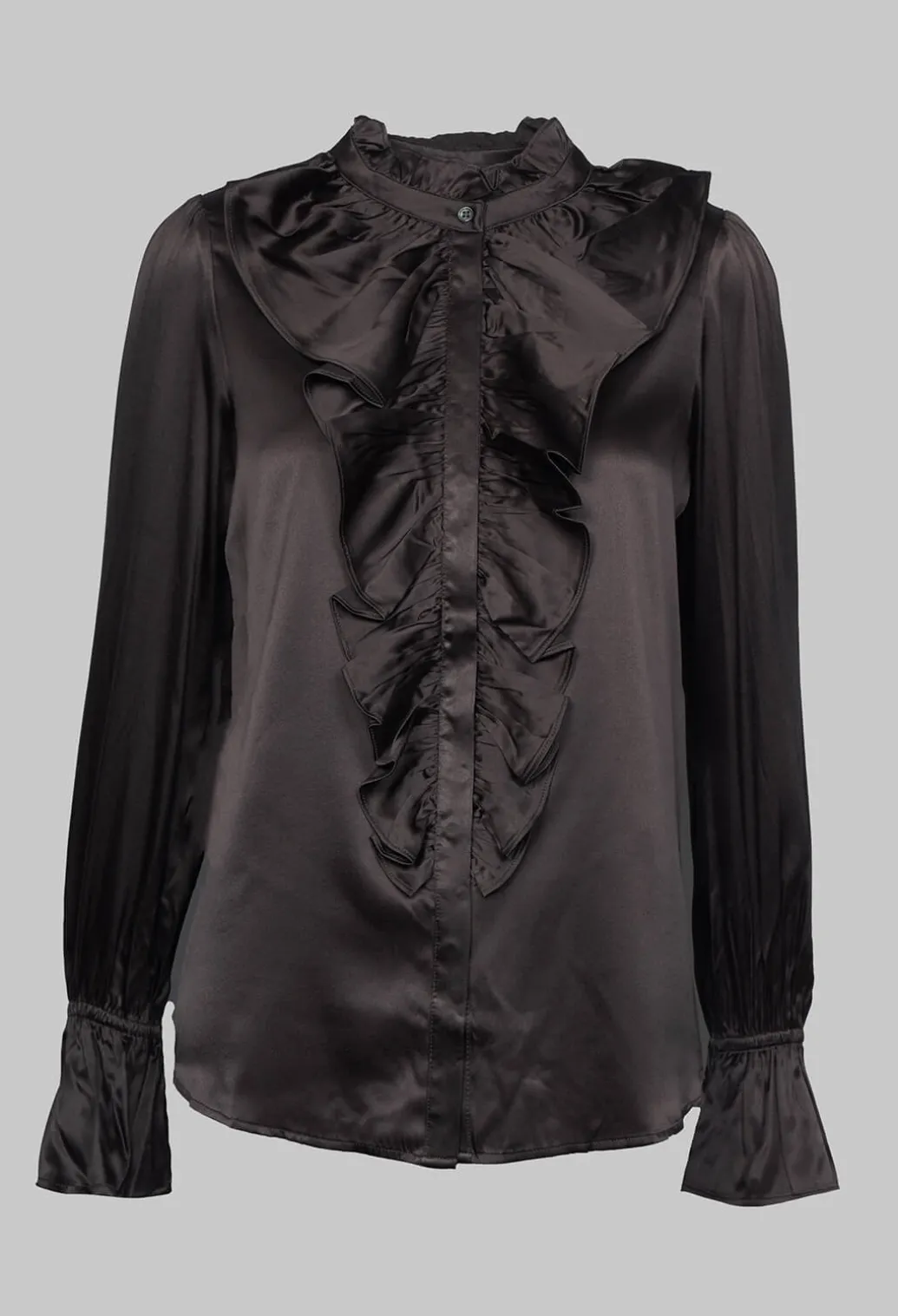 Ingeborg Shirt with Ruffles in Chocolate