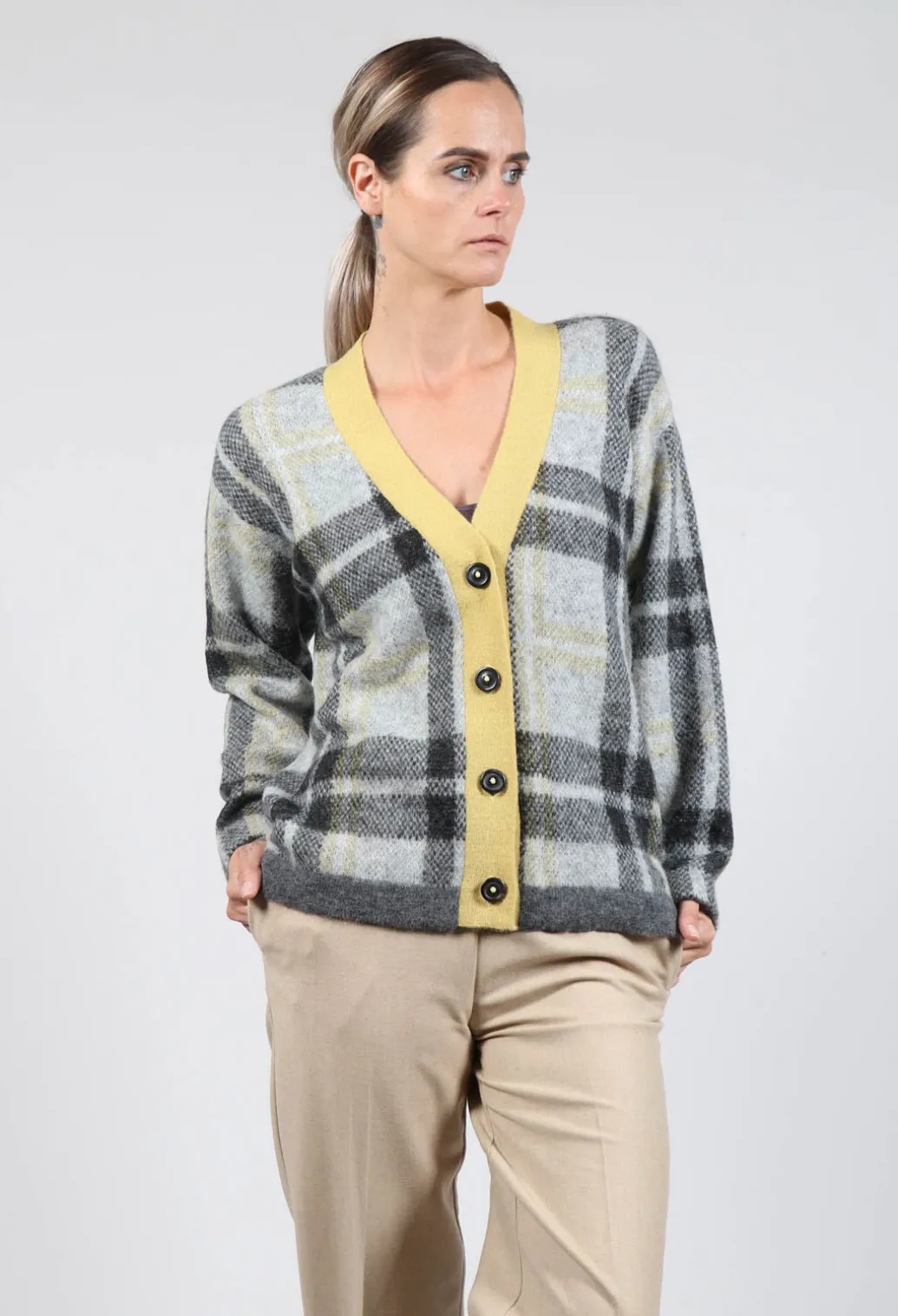 Ingrid Cardigan in Black and Yellow