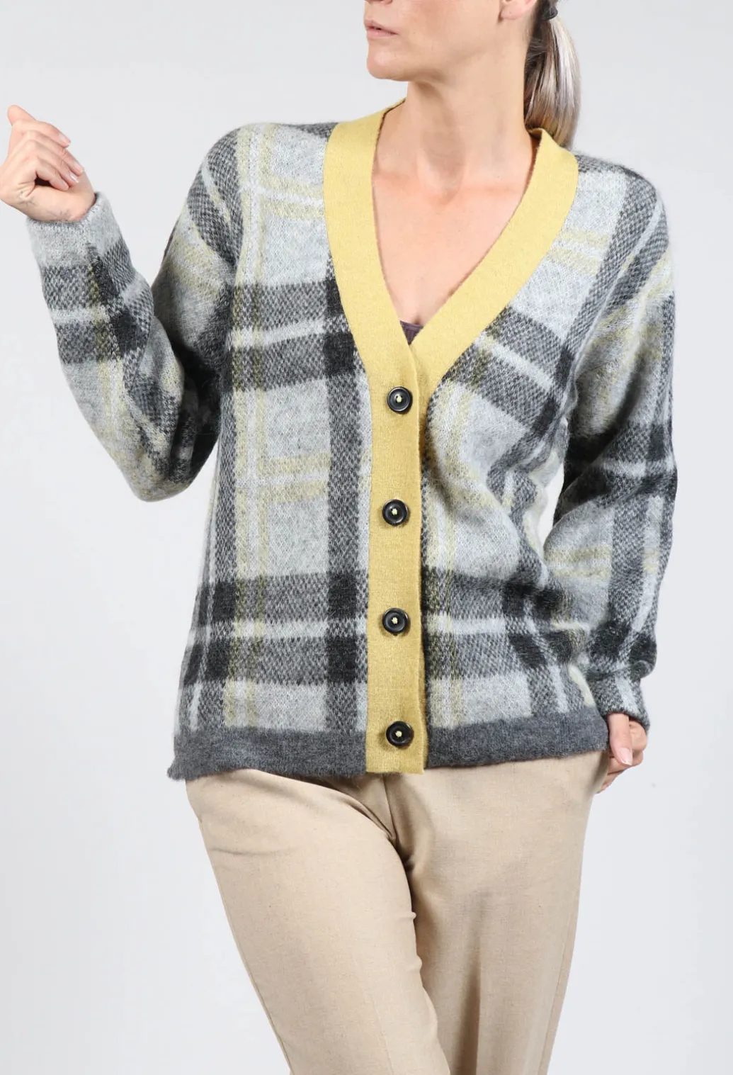Ingrid Cardigan in Black and Yellow