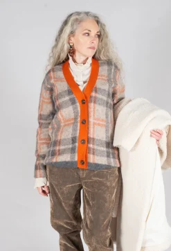 Ingrid Cardigan in Orange and Beige