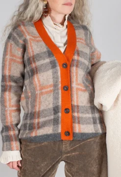 Ingrid Cardigan in Orange and Beige
