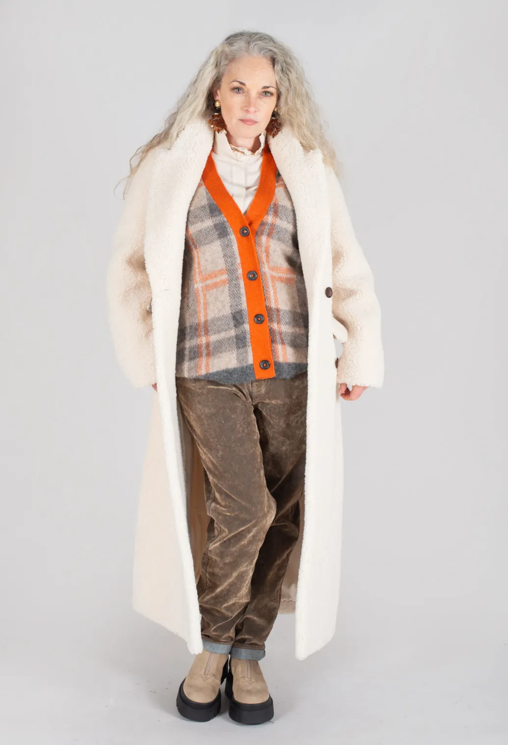 Ingrid Cardigan in Orange and Beige