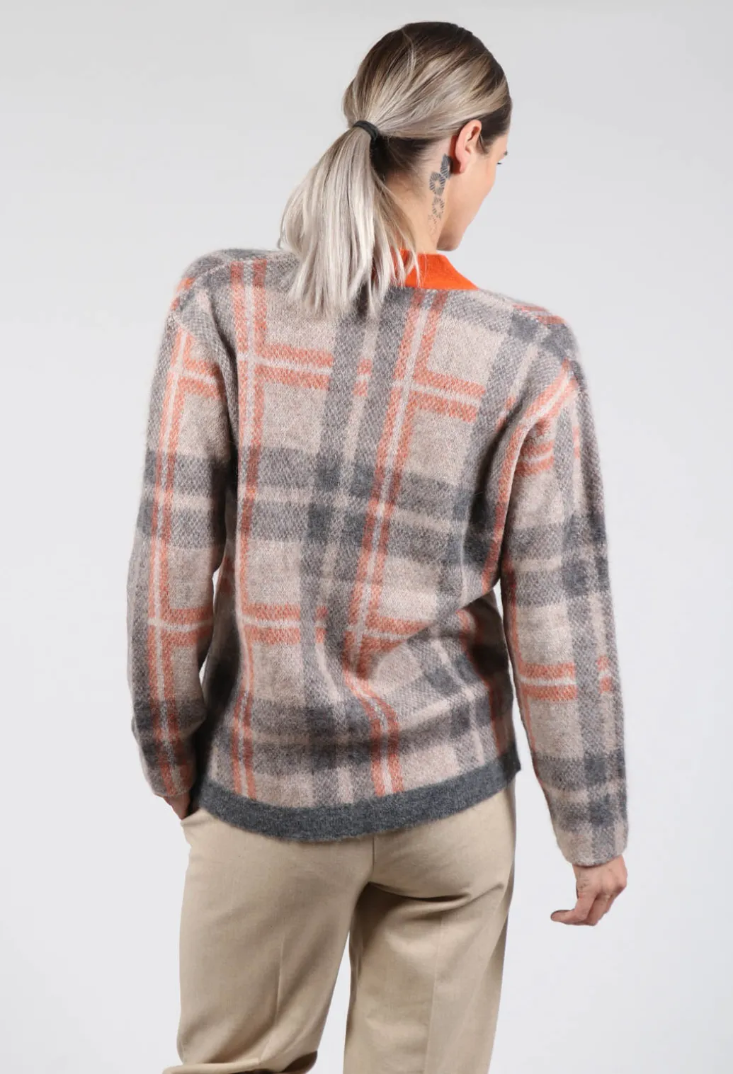 Ingrid Cardigan in Orange and Beige