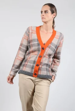 Ingrid Cardigan in Orange and Beige
