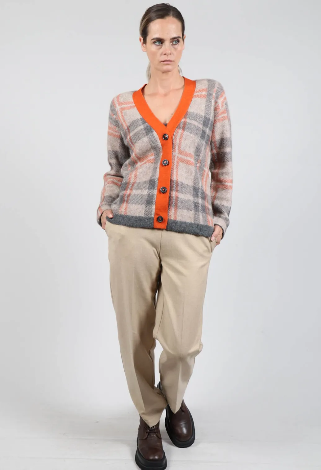 Ingrid Cardigan in Orange and Beige