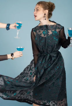 Irmo Dress In Black-Green