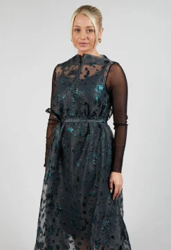 Irmo Dress In Black-Green