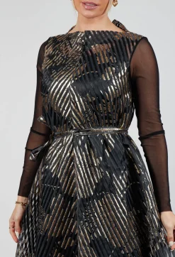 Irmo Dress in Gold-Black