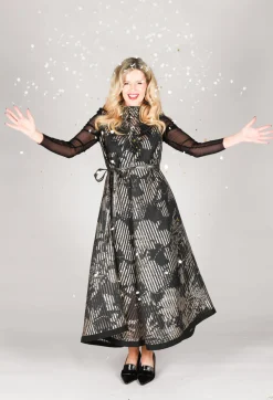 Irmo Dress in Gold-Black