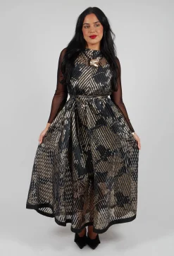 Irmo Dress in Gold-Black