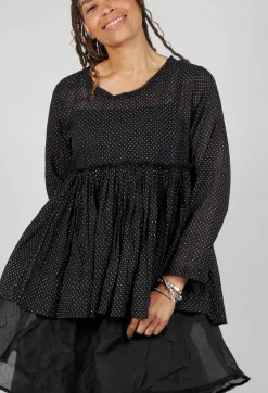 Jacinthe Top in Voile Pois Noir