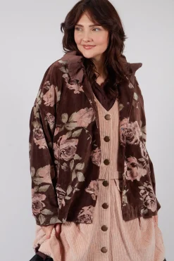 Jacket in Velour Fleur Chocolat
