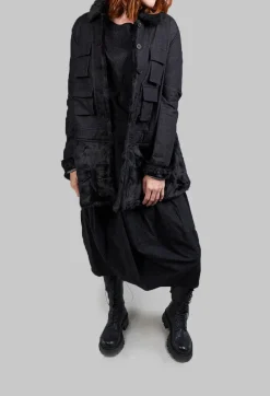 Jacket with Contrasting Faux Fur Detail in Black
