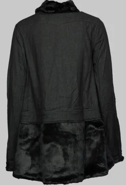 Jacket with Contrasting Faux Fur Detail in Black