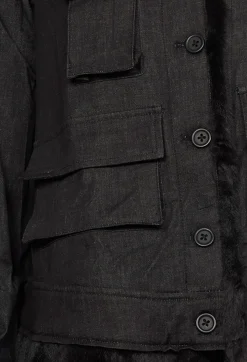 Jacket with Contrasting Faux Fur Detail in Black