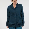 Jacket with Gathered Hem in Ink Print