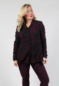 Jacket with Gathered Hem in Ruby Comic