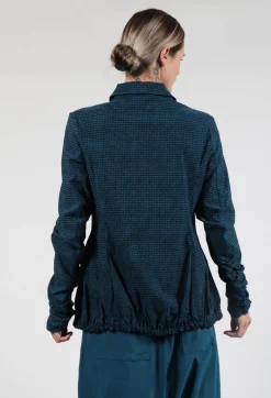 Jacket with Gathered Hem in Ink Print