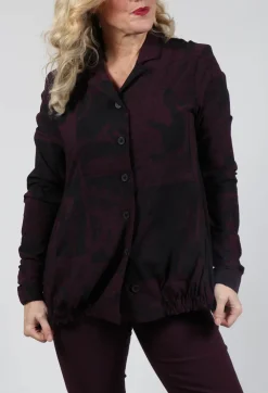 Jacket with Gathered Hem in Ruby Comic