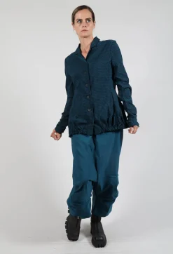 Jacket with Gathered Hem in Ink Print