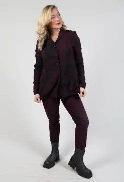 Jacket with Gathered Hem in Ruby Comic