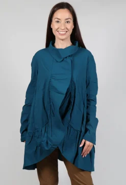 Jacket with High Low Peplum Hem in Ink