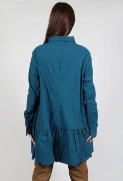 Jacket with High Low Peplum Hem in Ink