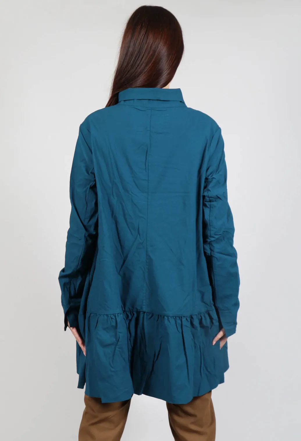 Jacket with High Low Peplum Hem in Ink