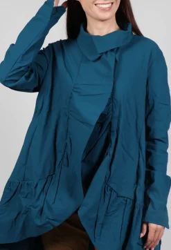 Jacket with High Low Peplum Hem in Ink