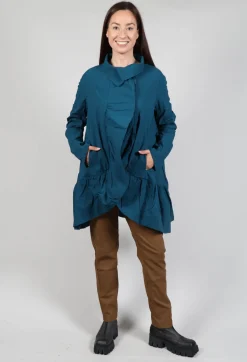 Jacket with High Low Peplum Hem in Ink