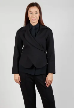 Jacket with Wrap Over Front in Nero
