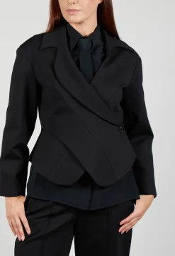 Jacket with Wrap Over Front in Nero