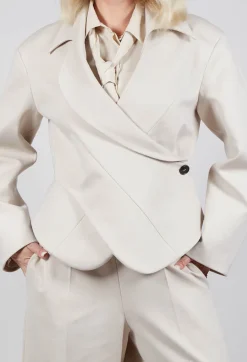 Jacket with Wrap Over Front in Sandshell