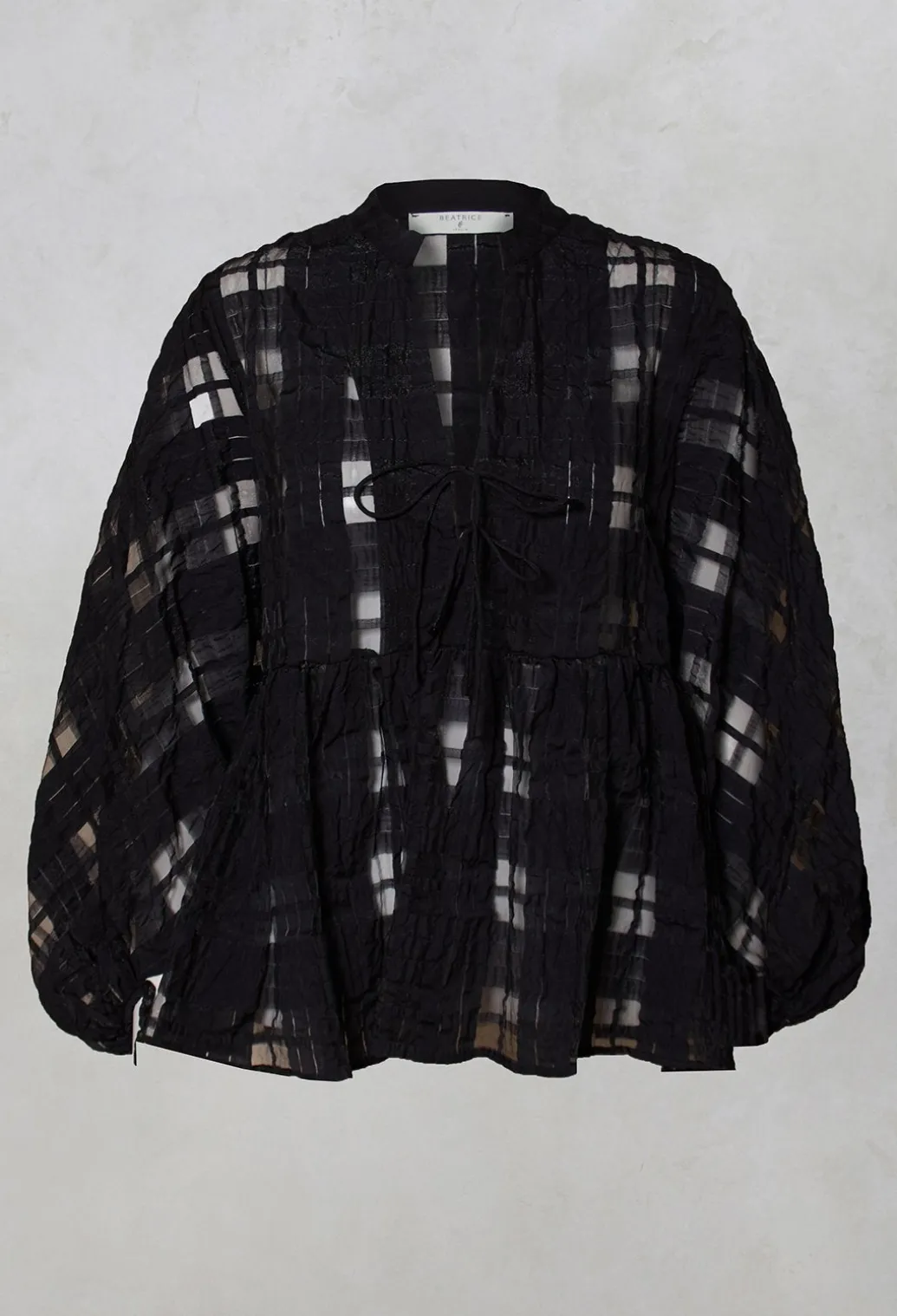 Jacquard Check Blouse in Black