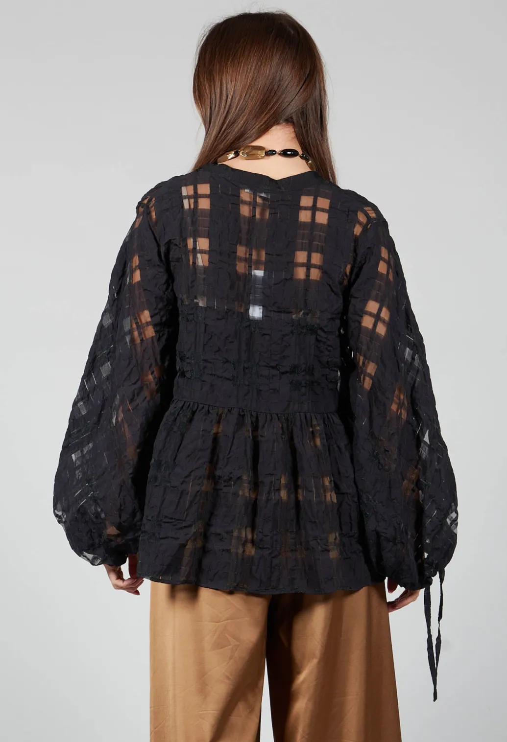 Jacquard Check Blouse in Black