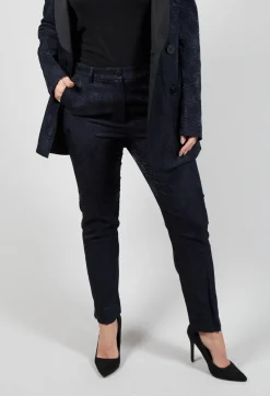 Jacquard Cigarette Trousers in Navy