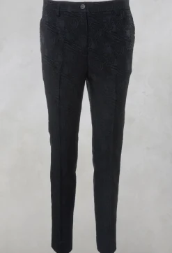 Jacquard Cigarette Trousers in Navy