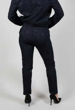 Jacquard Cigarette Trousers in Navy